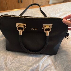 Liu Jo Black and Gold Satchel with Sleek Design